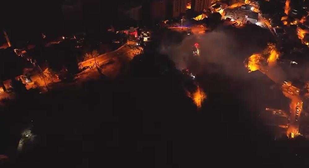 Kocaeli İzmit'te ormanlık alandaki baraka alevlere teslim oldu